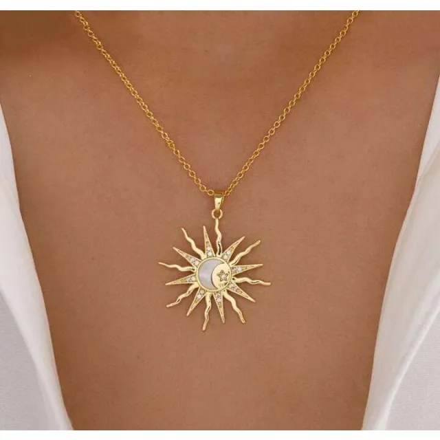 Elegantna ogrlica v zlati barvi sonce